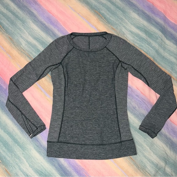 LULULEMON ATHLETICA GREEN BLEND BOAT NECK LONG SLEEVE ACTIVEWEAR TOP SIZE 10 - Picture 2 of 8